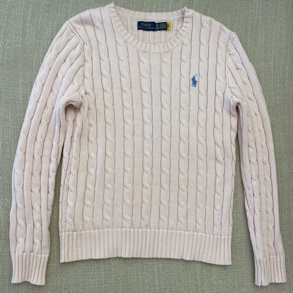 Ralph Lauren Soft Pink Cable Knit Sweater. Size XS